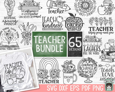 Teacher SVG file Bundle, Back to School svg, Teacher Gift svg bundle, Teach Love Inspire cut file, Teacher Life svg files, Teacher Monogram SVG SVG Wild Pilot 