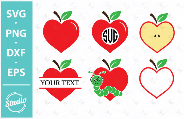 Teacher SVG File, Teaching Apple Monogram SVG File, Teacher Heart Svg, Apple Heart Svg, Heart svg, SVG SailorMoonDigitals 
