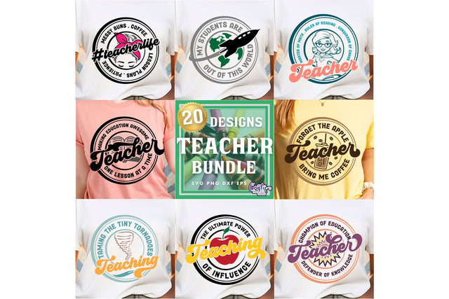 Teacher Svg Files | Teacher Shirt Bundle | Teacher Quotes SVG Crafty Mama Studios 