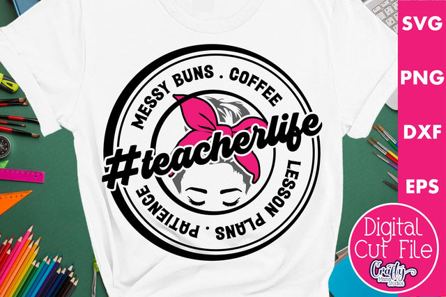 Teacher Svg, Teacher Life, Coffee Patience SVG Crafty Mama Studios 
