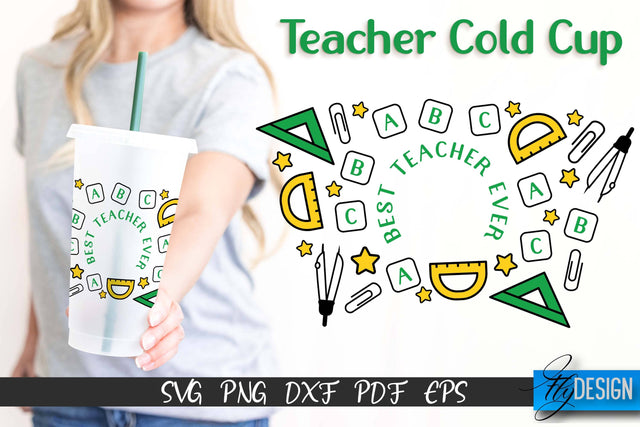 Teacher SVG | Teacher Wrap SVG | Cold cup Wrap SVG | School Cold Cup | Teacher Wrap Template | Starbucks Wrap SVG Fly Design 