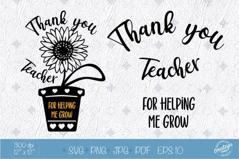 Teacher SVG, Thank you teacher for helping me grow SVG Createya Design 