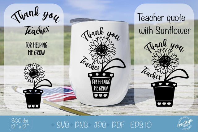 Teacher SVG, Thank you teacher for helping me grow SVG Createya Design 