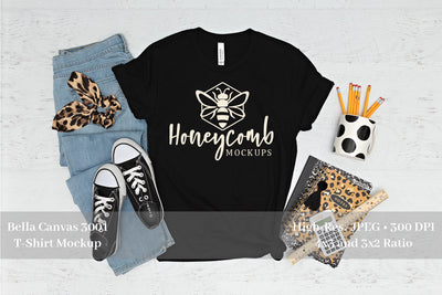 Teacher T-Shirt Mockup, Black Bella Canvas 3001 Mockup, School Mockup, Women's T-Shirt Mockup Mock Up Photo Honeycomb Mockups 