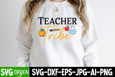 Teacher tribe SVG Cut File, Teacher tribe SVG Quotes, 100 Days of School SVG Cut File, 100 Days of School SVG Design, Teacher SVG Cut File, Back to School SVG Design, Teacher SVG Quotes, Back to School Sublimation PNG SVG BlackCatsMedia 