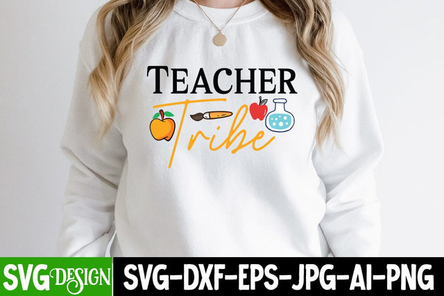 Teacher tribe SVG Cut File, Teacher tribe SVG Quotes, 100 Days of School SVG Cut File, 100 Days of School SVG Design, Teacher SVG Cut File, Back to School SVG Design, Teacher SVG Quotes, Back to School Sublimation PNG SVG BlackCatsMedia 