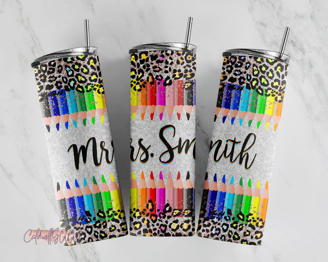 Teacher Tumbler 20oz Skinny Tumbler Design Sublimation, Custom Teacher Pencil Tumbler Template, Teacher Appreciation Tumbler Sublimation CaldwellArt 