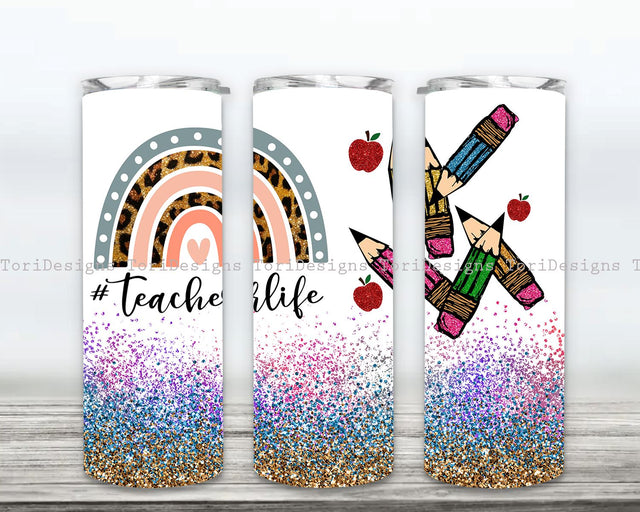 Teacher Tumbler 20oz Skinny Tumbler Design Sublimation, Teacher Pencil Tumbler Template, Teacher Appreciation Tumbler Sublimation ToriDesigns 