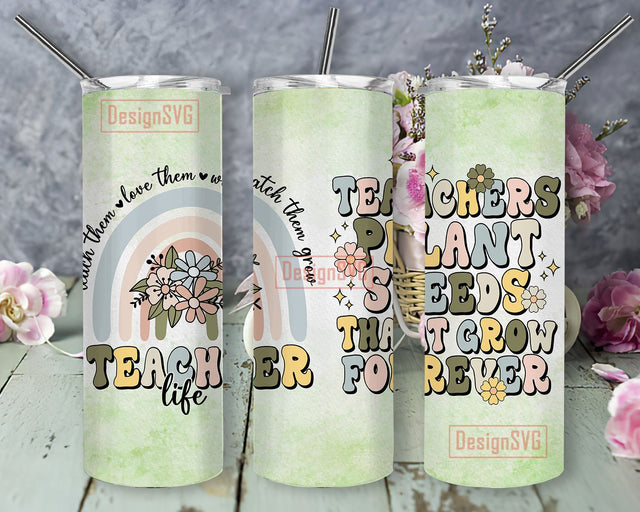 Teacher Tumbler 20oz Skinny Tumbler Design Sublimation, Teacher Rainbow Tumbler Template, Teacher Appreciation Tumbler Sublimation DesignSVG 