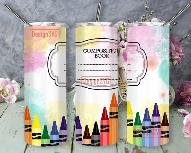 Teacher Tumbler, Crayons 20 oz Skinny Tumbler Design, Back to School Tumbler, School Tumbler Sublimation DesignSVG 