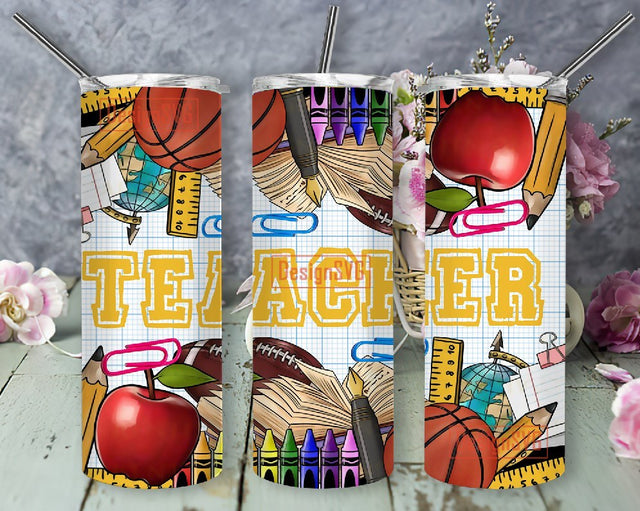 Teacher Tumbler Png Sublimation Design,20oz Skinny Tumbler Png, Teacher Equipment Tumbler Png, School Teacher Png Downloads Sublimation DesignSVG 