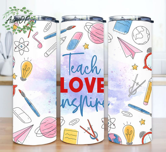 Teacher Tumbler PNG, Teacher PNG, Teacher Tumbler 20oz Skinny Tumbler Wrap PNG Teacher Sublimation Tumbler Design Sublimation AdriOP 