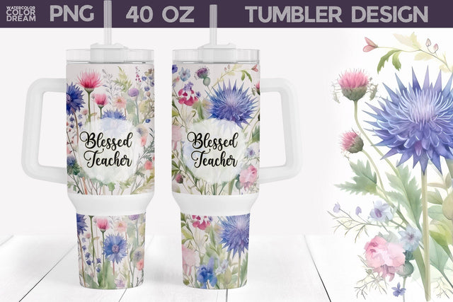 Teacher Tumbler Sublimation 40 Oz | Teacher Appreciation Sublimation WatercolorColorDream 