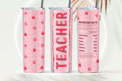 Teacher tumbler-Teacher Nutrition Facts-20 oz skinny tumbler sublimation Sublimation KMarinaDesign 