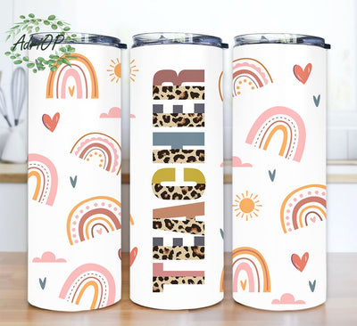 Teacher Tumbler Wrap, Boho Leopard Png, Teacher Leopard 20oz Skinny Tumbler, Teacher Leopard PNG Sublimation Sublimation AdriOP 
