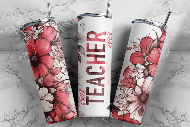 Teacher Tumbler Wrap Design, Floral Tumbler, Teachers Life, Teacher Appreciation, Wild Flower Design, 20oz Skinny Tumbler Seamless Design Sublimation Syre Digital Creations 