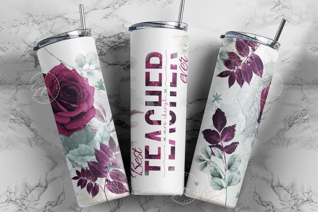 Teacher Tumbler Wrap Design, Floral Tumbler Wrap, Teachers Life, Teacher Appreciation, Add Teacher Name, 20 oz Skinny Seamless Tumbler Sublimation Syre Digital Creations 