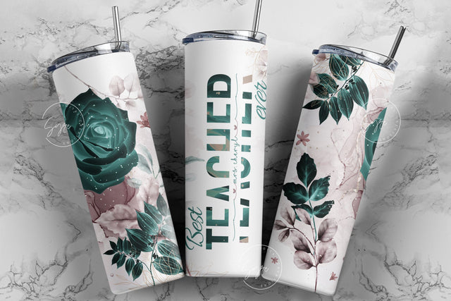 Teacher Tumbler Wrap Design, Floral Tumbler Wrap, Teachers Life, Teacher Appreciation, Add Teacher Name, 20 oz Skinny Seamless Tumbler Sublimation Syre Digital Creations 