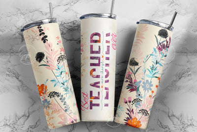 Teacher Tumbler Wrap Design, Floral Tumbler Wrap, Teachers Life, Teacher Appreciation, Add Teacher Name, 20 oz Skinny Seamless Tumbler Sublimation Syre Digital Creations 