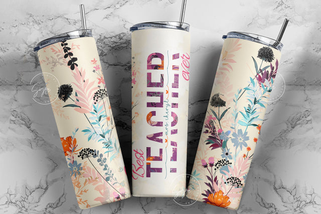 Teacher Tumbler Wrap Design, Floral Tumbler Wrap, Teachers Life, Teacher Appreciation, Add Teacher Name, 20 oz Skinny Seamless Tumbler Sublimation Syre Digital Creations 