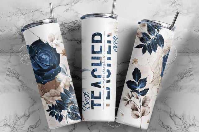 Teacher Tumbler Wrap Design, Floral Tumbler Wrap, Teachers Life, Teacher Appreciation, Add Teacher Name, 20 oz Skinny Seamless Tumbler Sublimation Syre Digital Creations 