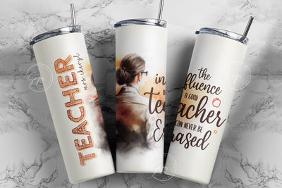 Teacher Tumbler Wrap PNG, Add Teacher Name, Watercolor Design, Teacher Life, Good Teacher, Seamless Sublimation, 20 oz Skinny Tumbler Design Sublimation Syre Digital Creations 