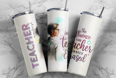 Teacher Tumbler Wrap PNG, Add Teacher Name, Watercolor Design, Teacher Life, Good Teacher, Seamless Sublimation, 20 oz Skinny Tumbler Design Sublimation Syre Digital Creations 