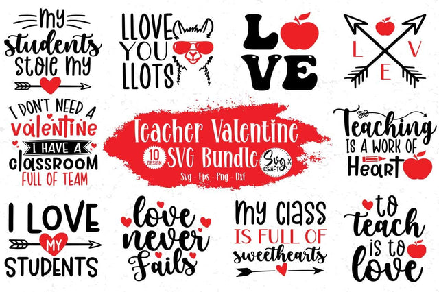 Teacher Valentine SVG Bundle, Valentine SVG Bundle, Teacher Bundle, Valentine's Day Bundle, Valentine svg, dxf,png instant download, Teacher SVG Svgcraft 