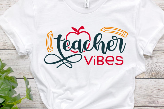 Teacher Vibes | Back to School SVG Cut File SVG Shine Green Art 