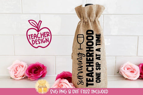 Teacher Wine Bag SVG Bundle | 16 Back to School Designs SVG Cheese Toast Digitals 