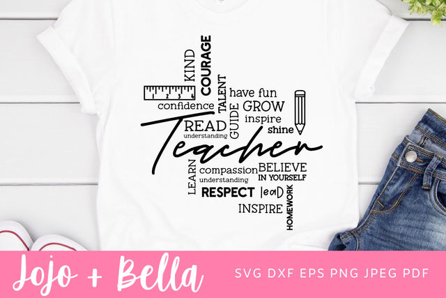 Teacher Word Art Svg, Teacher Shirt Svg Png, Teacher Appreciation Svg, Eps Dxf Ai, Cricut Cut files, Teacher Shirt svg, Teacher Staff Shirts SVG Jojo&Bella 