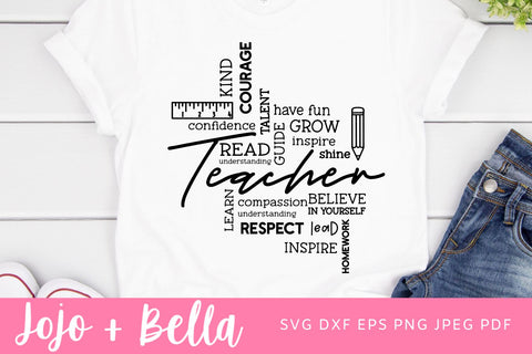 Teacher Word Art Svg, Teacher Shirt Svg Png, Teacher Appreciation Svg, Eps Dxf Ai, Cricut Cut files, Teacher Shirt svg, Teacher Staff Shirts SVG Jojo&Bella 