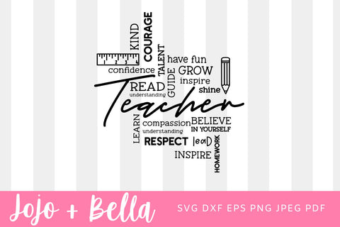 Teacher Word Art Svg, Teacher Shirt Svg Png, Teacher Appreciation Svg, Eps Dxf Ai, Cricut Cut files, Teacher Shirt svg, Teacher Staff Shirts SVG Jojo&Bella 