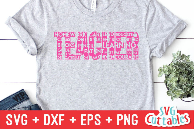 Teacher Word Art svg - Teacher - svg - dxf - eps - png - Cut File - Shirt Design - Silhouette - Cricut - Digital Download SVG Svg Cuttables 