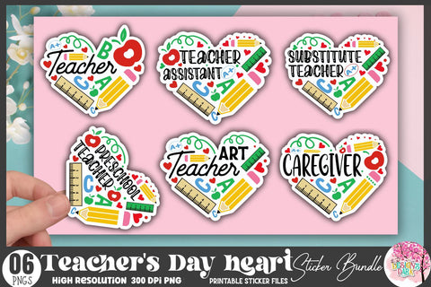Teacher's Day heart Sticker Bundle SVG DESIGNS DARK 