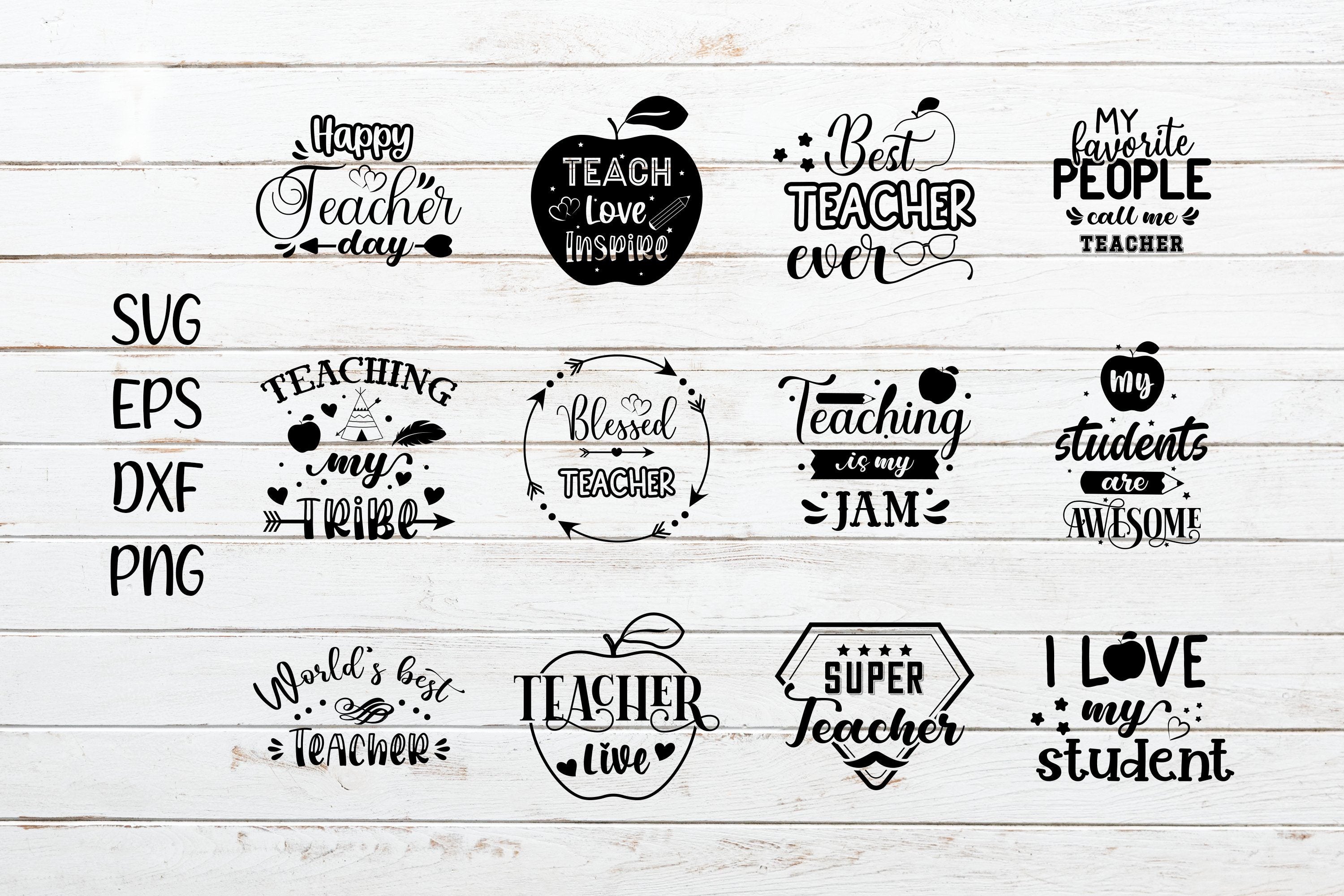 Teachers Sticker Bundle - Printable Stickers for Teachers - So Fontsy