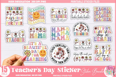 Teacher's Day Sticker Bundle Sublimation DESIGNS DARK 