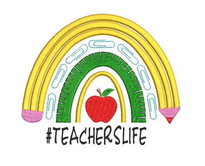 Teacher's life machine embroidery design, back to school design, embroidery for schoolchildren, 3 sizes, instant download Embroidery/Applique DESIGNS ArtEMByNatalia 