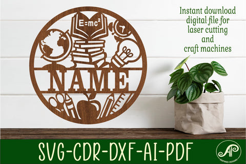 Teachers name sign svg laser cut template SVG APInspireddesigns 