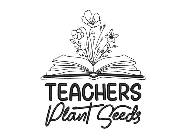 Teachers Plant Seeds Embroidery Design, Floral Book Embroidery File, 4 sizes, Instant Download Embroidery/Applique DESIGNS Nino Nadaraia 