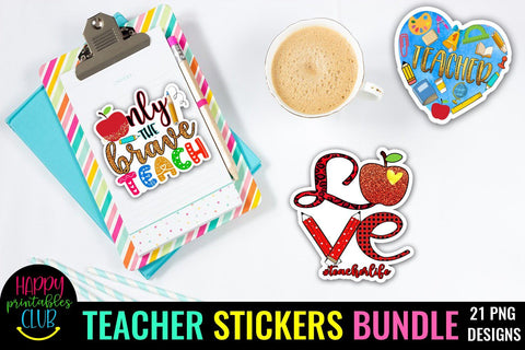 Teachers Sticker Bundle - Printable Stickers for Teachers SVG Happy Printables Club 