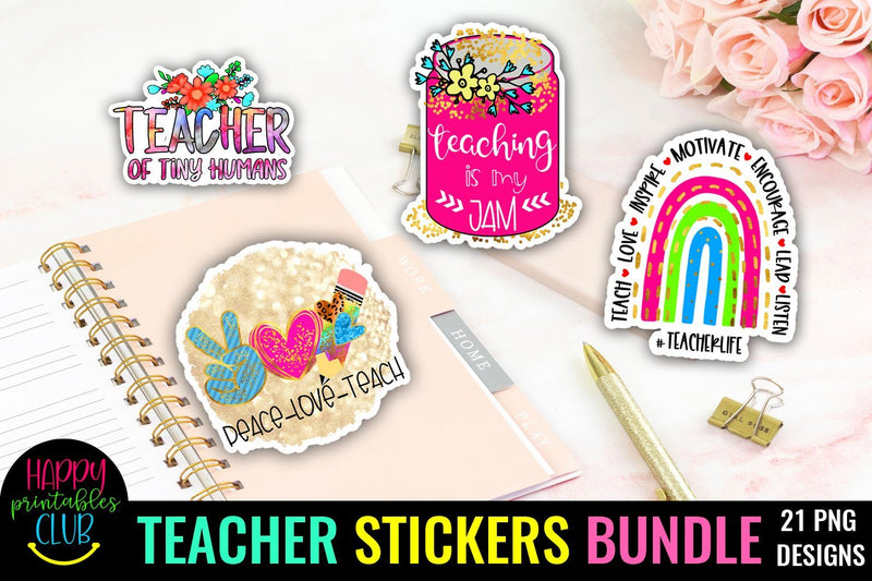 Teachers Sticker Bundle - Printable Stickers for Teachers - So Fontsy