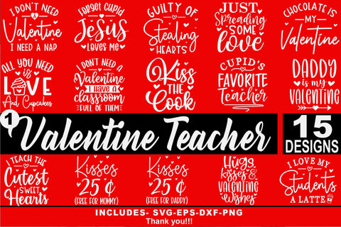 Teachers Valentine svg bundle, Teacher t shirt svg bundle SVG Isabella Machell 