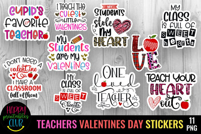 Teachers Valentines Day Stickers Bundle- Teacher Stickers Sublimation Happy Printables Club 
