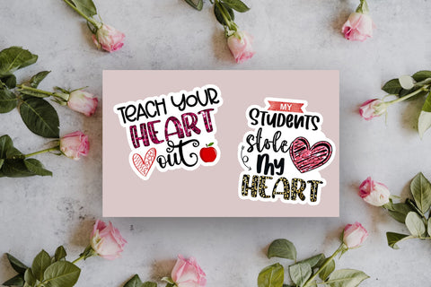 Teachers Valentines Day Stickers Bundle- Teacher Stickers Sublimation Happy Printables Club 