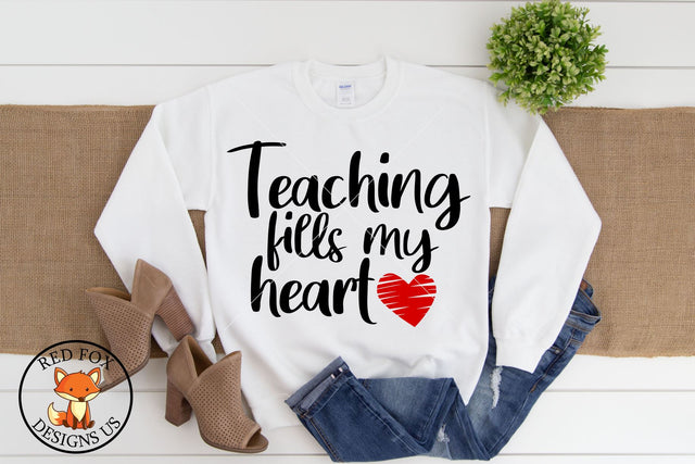 Teaching Fills My Hearts SVG | Valentine Teacher SVG SVG RedFoxDesignsUS 