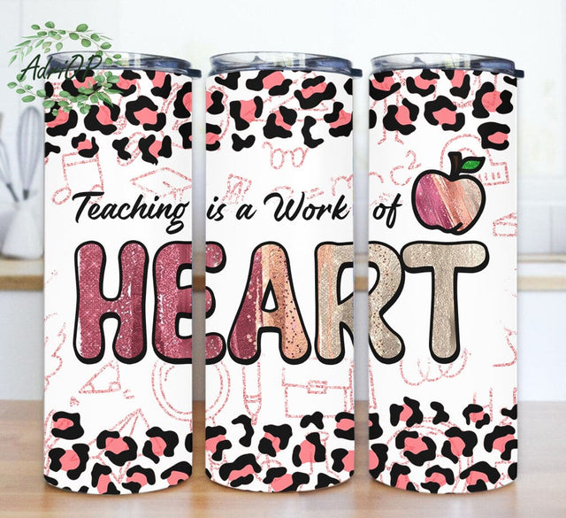 Teaching Is A Work Of Heart Design Png, Teacher 20oz Tumbler Template, Leopard Tumbler Wrap, Back To School Tumbler Png, Teacher Life Sublimation Design, Digital Download Sublimation AdriOP 