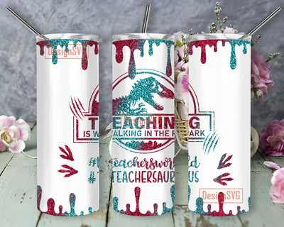 Teaching Is Walking In The Park Tumbler Wrap PNG 20 Oz Skinny Sublimation, Teacher Tumbler, Back To School Tumbler PNG Sublimation DesignSVG 