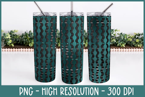 Teal and Black Abstract 20oz Tumbler PNG | Skinny Tumbler Sublimation PNG Sublimation B Renee Design 