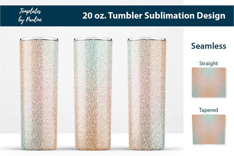 Teal Beige Glitter Seamless 20 oz Tumbler Sublimation Wrap Sublimation Templates by Pauline 